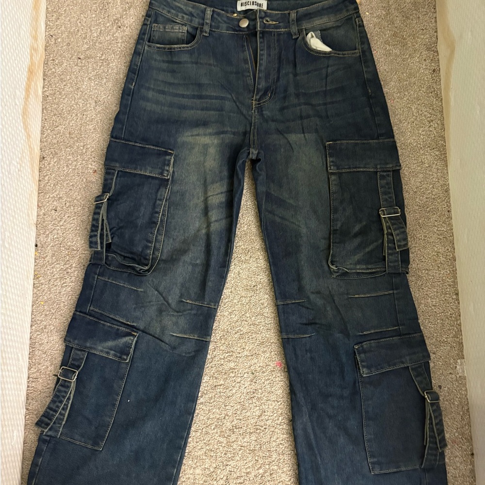 Rocawear Men's Dark Blue Relaxed Cargo Jeans
